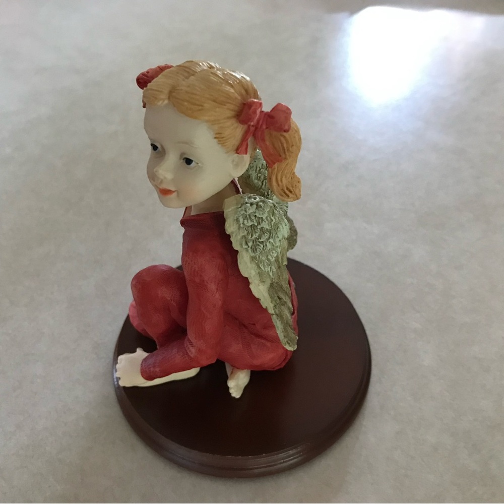Charming Angel Figurine in Red Attire - Picture 5 of 10